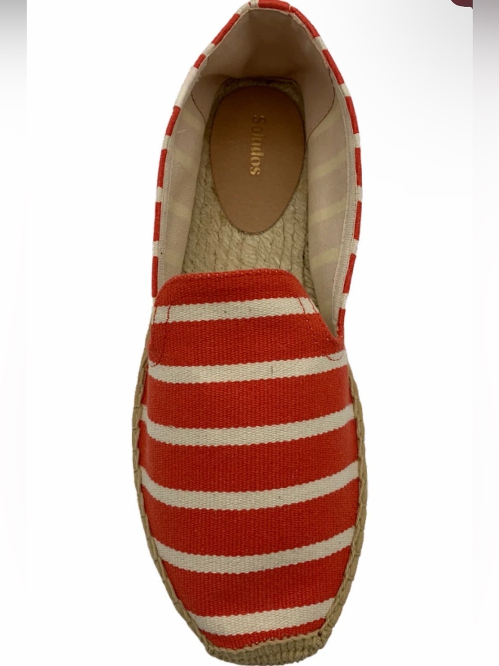 Soludos Red & Cream Striped Canvas Espadrille Slip-On W9.5 NWT